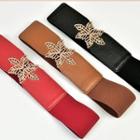 Genuine Leather Leaf Elastic Corset Belt