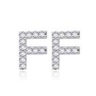 Simple Fashion Letter F Cubic Zircon Stud Earrings Silver - One Size