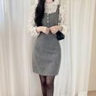 Faux-pearl A-line Overall Dress