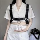 Short-sleeve Zip Detail A-line Mini Shirtdress / Harness Belt