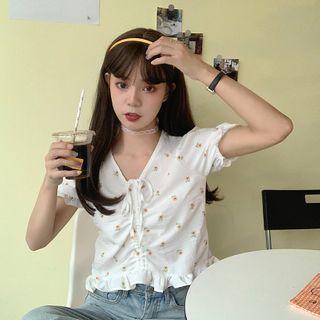 Floral Puff-sleeved Shirt