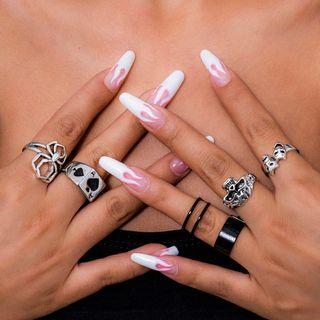 Set Of 6: Alloy Ring (various Designs) Set Of 6 - Alloy Ring - Silver - One Size