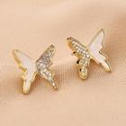 Butterfly Ear Stud 1 Pair - Qr-318 - Gold - One Size