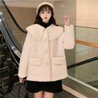Fluffy Buttoned Jacket White - One Size
