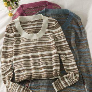 Skinny Striped Long Knit Top