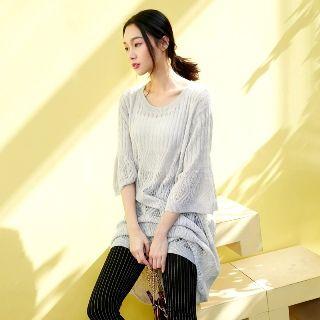 Long-sleeve Open Knit Dress