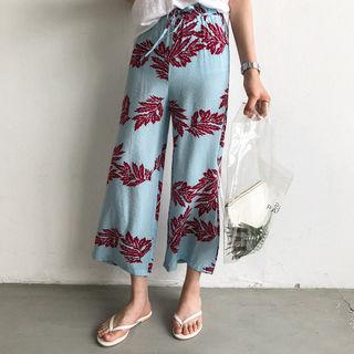 Foliage Drawcord-waist Wide-leg Pants