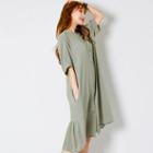 Mandarin-collar Ruffle-hem Shirtdress