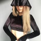 Hooded Long-sleeve Cropped T-shirt