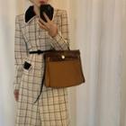 Single Breasted Plaid Coat Off-white - One Size