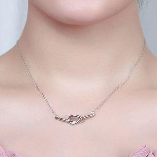 925 Sterling Silver Knotted Pendant Necklace Silver - One Size