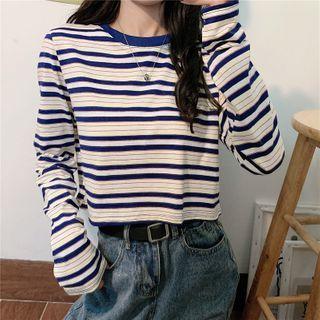 Long-sleeve Stripe Crop T-shirt
