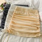 Drawstring-side Ruched Mini Skirt In 6 Colors