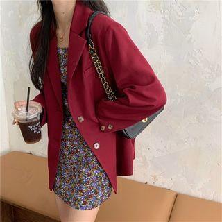 Single Breasted Blazer / Sleeveless Floral Dress