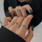 Set Of 2: Wavy Alloy Open Ring (various Designs) Set Of 2 - Ring - Silver - One Size
