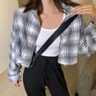 Plaid Cropped Shirt 3205 - As Shown In Figure - One Size
