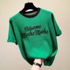 Short-sleeve Embroidered Letter Knit Top