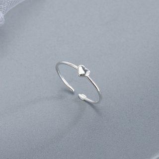 925 Sterling Silver Heart Open Ring Rs436 - One Size