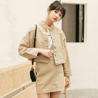 Set: Cropped Denim Jacket + Denim Skirt