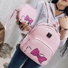 Set: Bow Printed Backpack + Zip Pouch