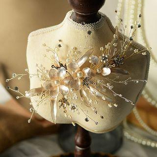 Faux Pearl Wedding Headpiece Champagne - One Size