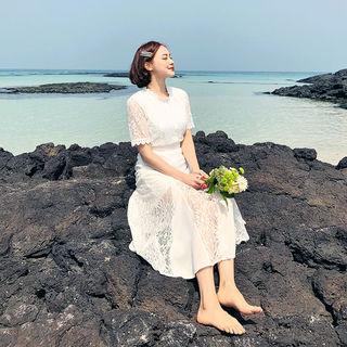 Godet Lace A-line Long Dress