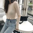 Long-sleeve Cut Out Cropped Knit Top