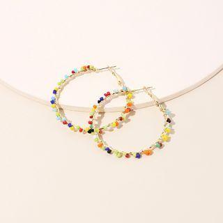 Bead Hoop Earring 1 Pair - Gold - One Size
