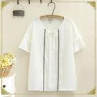 Lace Trim Short-sleeve T-shirt White - One Size