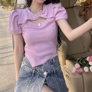 Short-sleeve Cutout Irregular Top