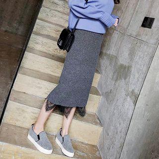 Reversible Lace Knit Midi Skirt