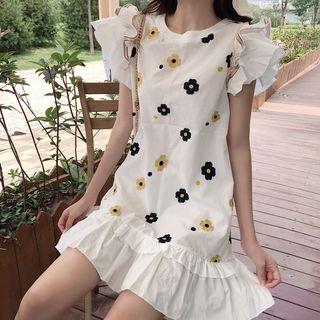 Printed Round-neck Dress As Shown In Figure - One Size