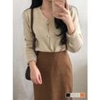 V-neck Relaxed-fit Knit Cardigan