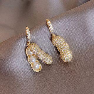Peanut Faux Pearl Alloy Dangle Earring 1 Pair - Gold - One Size