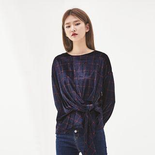 Tie-detail Checked Top