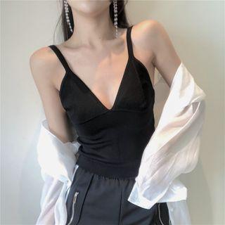 V Neckline Knit Sleeveless Top