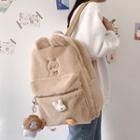 Cartoon Embroidered Fluffy Backpack