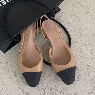 Toe-cap Sheepskin Slingback Flats