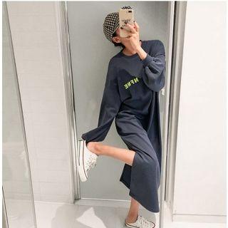 Letter Print Balloon-sleeve Pullover Dress