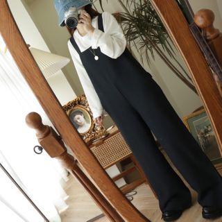 Wide-leg Jumper Pants Navy Blue - One Size