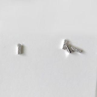 Non-matching 925 Sterling Silver Bar Earring Silver - One Size