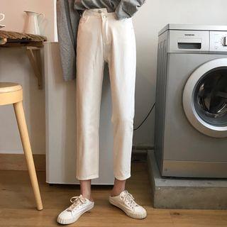 Asymmetric Straight Fit Cropped Jeans
