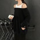 Cold Shoulder Midi Pullover Dress Black - One Size