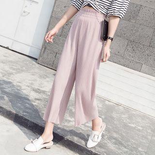 Accordion Pleat Chiffon Wide-leg Cropped Pants