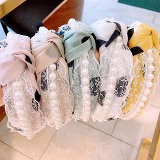 Faux Pearl Lace Knot Headband