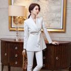 Set: Tie-front Blazer + Straight-cut Pants