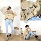 Letter-embroidered Loose-fit Sweater