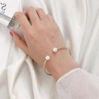 Faux Pearl Open Bangle As Shown In Figure - One Size