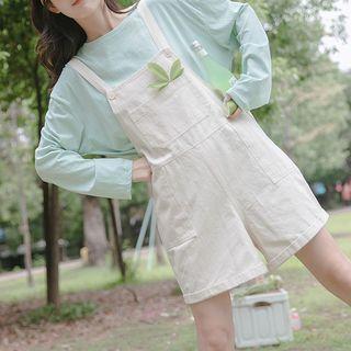 Crewneck Plain Oversize Top / High-waist Plain Wide Leg Jumpsuit