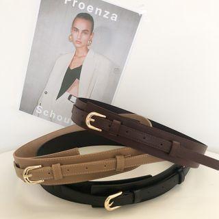 D-buckle Layered Pleather Belt